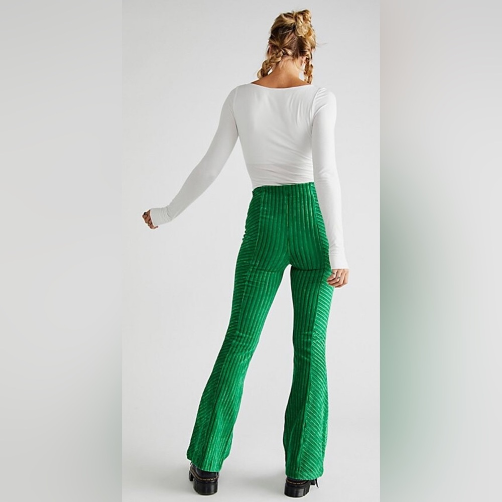 Free People Slim Pull-On Velvet Flare Pants
